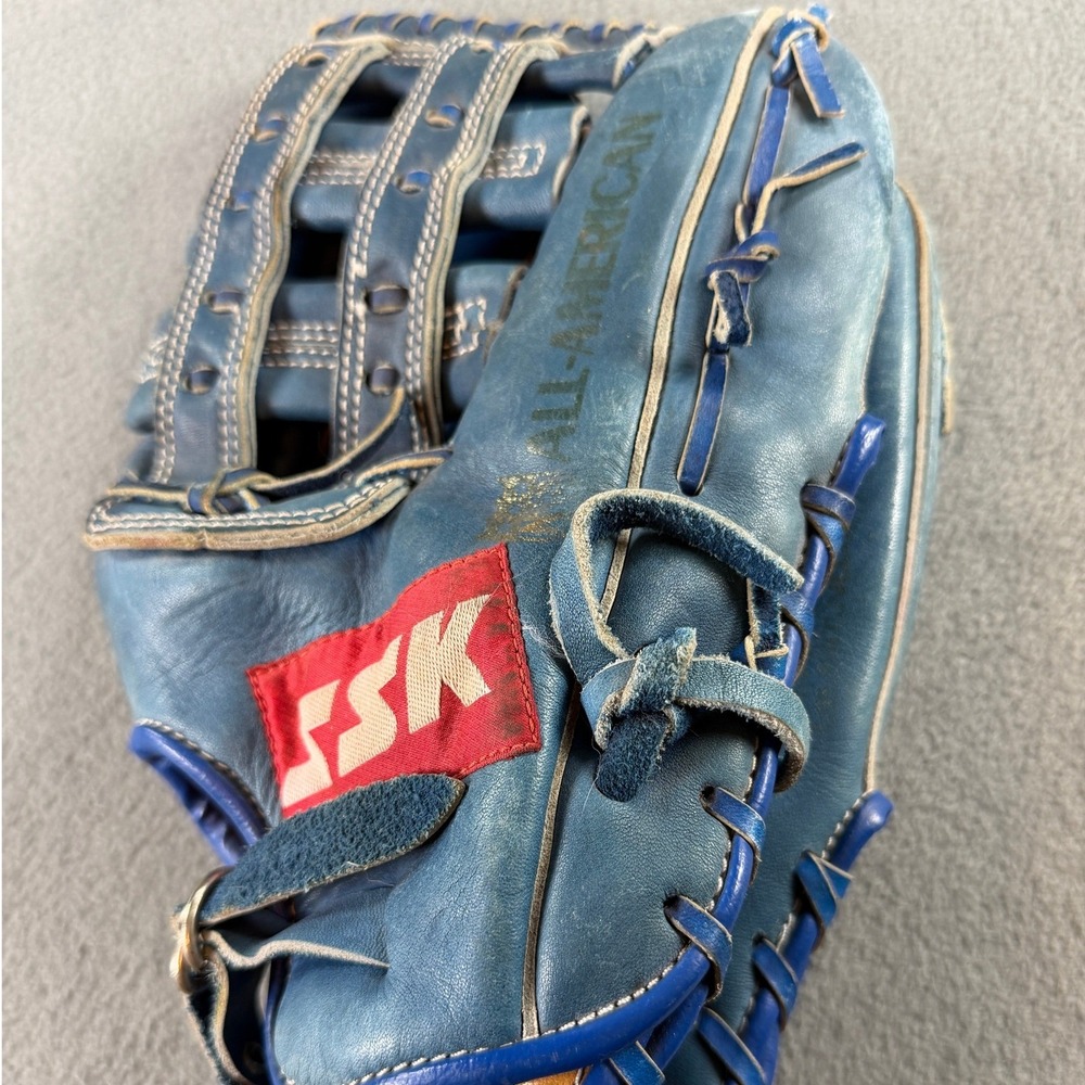 SSK All-American Blue Leather Baseball Glove Right Hand Throw H-Web Vintage